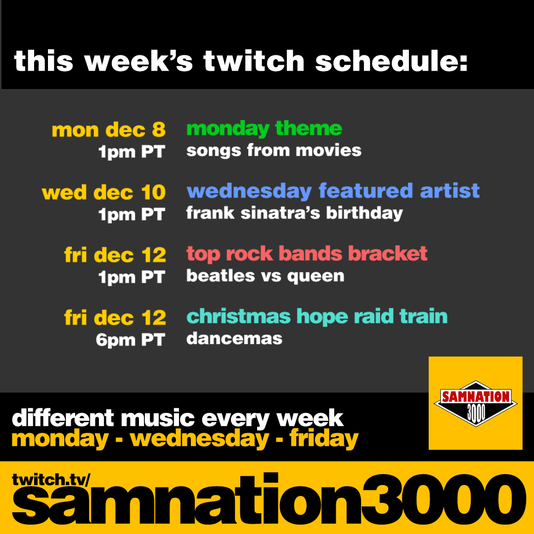 This week's schedule